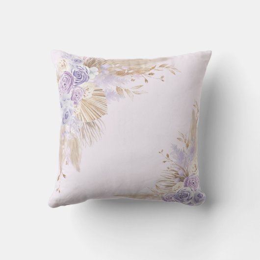 Boho Highland Cow Lavender Gold Floral Baby Girl Kissen (Rückseite)