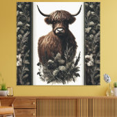 Boho Highland Cow Leinwanddruck (Insitu (Wohnzimmer))