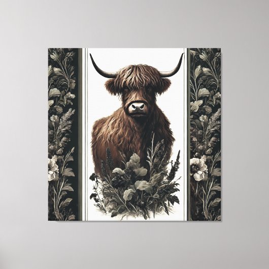 Boho Highland Cow Leinwanddruck (Vorderseite)