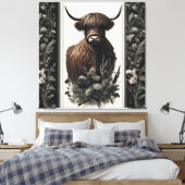 Boho Highland Cow Leinwanddruck (Insitu (Schlafzimmer))