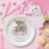 Boho Highland Cow Lila Rose Floral Baby Girl Pappteller (Party)