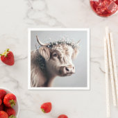 Boho Highland Cow mit Gipskraut Crown Serviette (Beispiel)