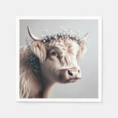 Boho Highland Cow mit Gipskraut Crown Serviette (Vorderseite)