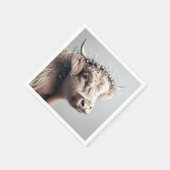 Boho Highland Cow mit Gipskraut Crown Serviette (Ecke)