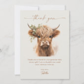 Boho Highland Cow Neutral Couples Baby Shower Dankeskarte (Vorderseite)
