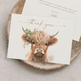 Boho Highland Cow Neutral Couples Baby Shower Dankeskarte