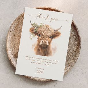 Boho Highland Cow neutrale Babyparty für Paare Dankeskarte