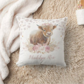 Boho Highland Cow Pink Gold Floral Baby Girl Kissen (Decke)
