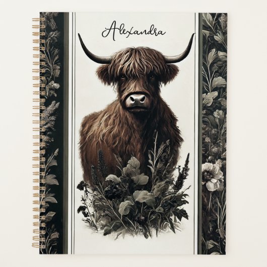 Boho Highland Cow Planer (Vorderseite)