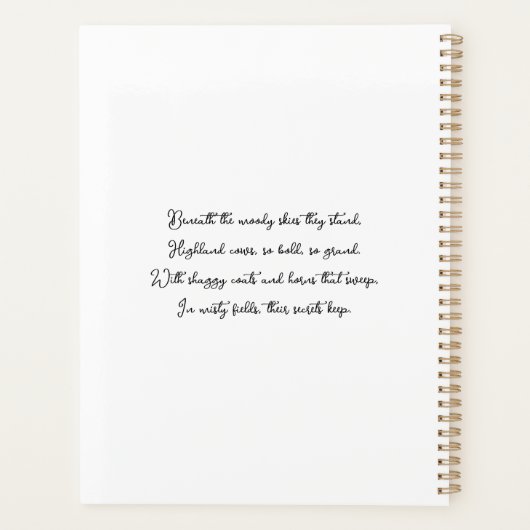 Boho Highland Cow Planer (Rückseite)