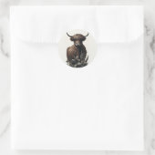 Boho Highland Cow Runder Aufkleber (Tasche)