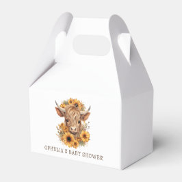 Boho Highland Cow Sunflowers Babydusche Vielen Dan Geschenkschachtel