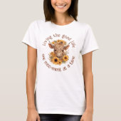 Boho Highland Cow Sunflowers Fusion Zitat T-Shirt (Vorderseite)