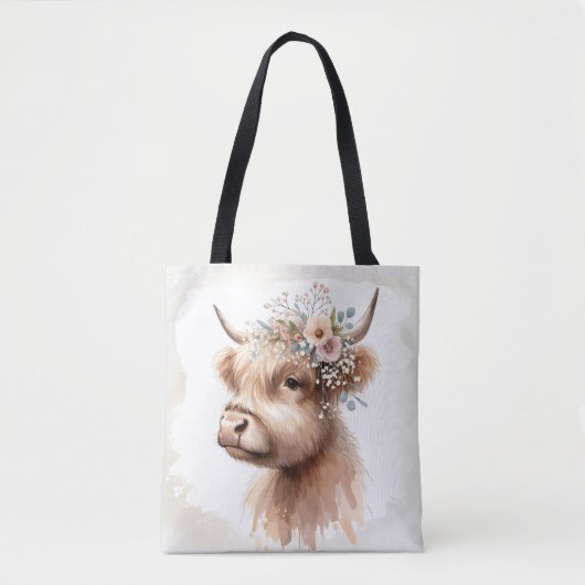 Boho Highland Cow Tasche (Vorderseite)