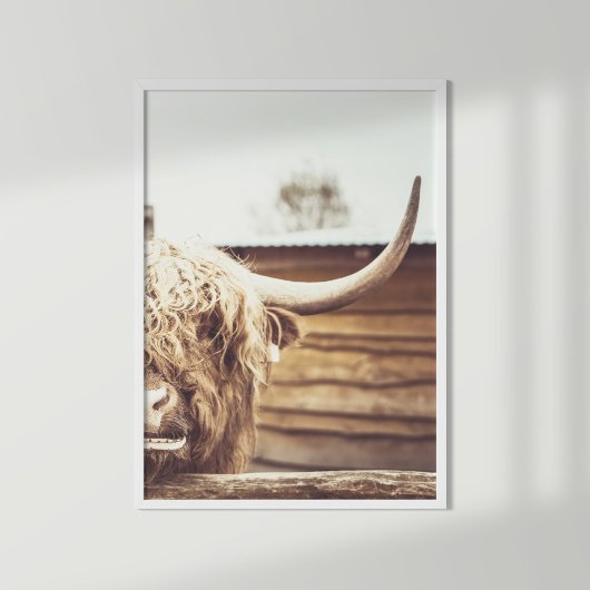 Boho Highland Cow Wall Art Poster