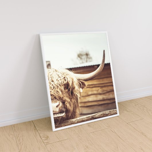 Boho Highland Cow Wall Art Poster