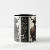Boho Highland Cow Zweifarbige Tasse (Mittel)