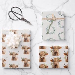 Boho Highland-Rind Geschenkpapier Set