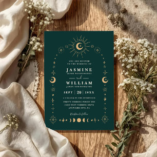 Boho-Himmel-Galaxie-Mondnacht-QR-Code-Hochzeit Einladung