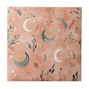 Boho-Himmels-Blumen-Mond-Muster (4) Fliese