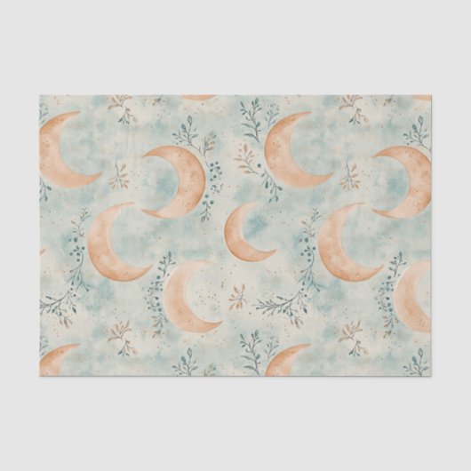 Boho-Himmels-Blumen-Mond-Muster (8) Seidenpapier (Vorderseite)