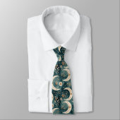 Boho-Himmels-Blumen-Mond-Muster (9) Krawatte (Gebunden)