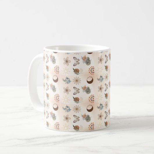 Boho-Himmels-Blumenmuster Kaffeetasse (Vorderseite Links)