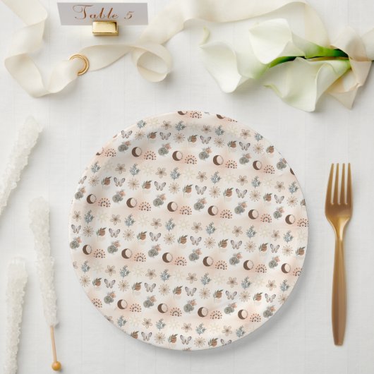 Boho-Himmels-Blumenmuster Pappteller (Hochzeit)