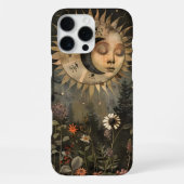 Boho Himmels-Sonne-Mond-Wildblumengarten iPhone Hülle (Rückseite)