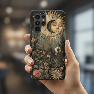Boho Himmels-Sonne-Mond-Wildblumengarten Samsung Galaxy Hülle