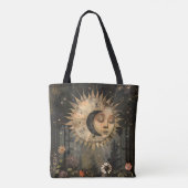 Boho Himmels-Sonne-Mond-Wildblumengarten Tasche (Rückseite)