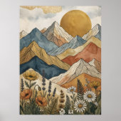 Boho Himmelsberg-Wildblumen-Sonne Poster (Vorne)