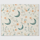 Boho Himmelsblumen-Mondmuster (1) Geschenkpapier (Flach)