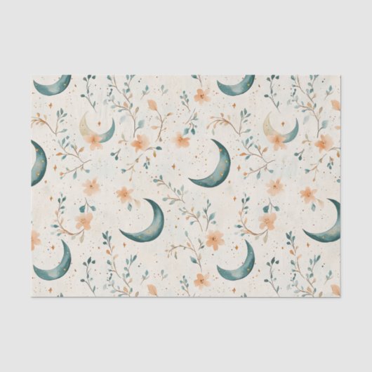 Boho Himmelsblumen-Mondmuster (1) Seidenpapier (Vorderseite)