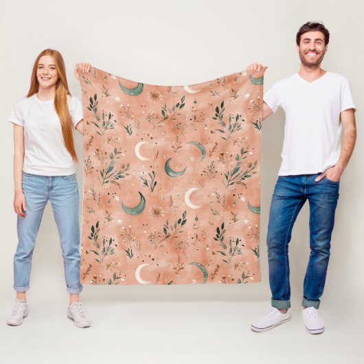 Boho Himmelsblumen-Mondmuster (4) Fleecedecke (Beispiel)