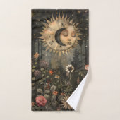 Boho Himmelsgarten mit Sonne, Mond und Wildblumen Badhandtuch Set (Handtuch)
