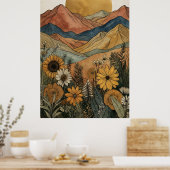 Boho Himmelsgold Sonnenberg Sonnenblume Poster (Küche)