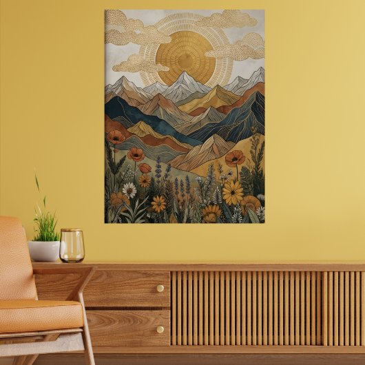 Boho Himmelsmandala Sonnenbergwiese Poster (Wohnzimmer 2)