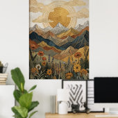 Boho Himmelsmandala Sonnenbergwiese Poster (Heimbüro)
