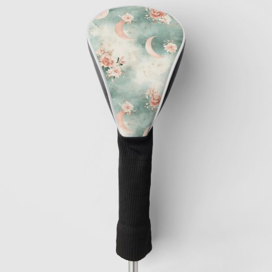 Boho Himmelsmond-Blumenmuster (7) Golf Headcover (Vorderseite)
