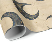 Boho Himmelsmond Goldmuster Geschenkpapier (Rolleneckpunkt)