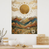 Boho Himmelsmondphasen-Bergjurte Poster (Küche)