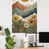 Boho Himmelsstern Gebirgs-Sukkulente Poster (Heimbüro)