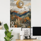 Boho Himmelsziege Mondfinsternis Mond Poster (Heimbüro)