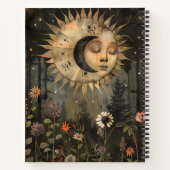 Boho Himmlische Sonne Mond Wildblumen Garten Notizblock (Rückseite)