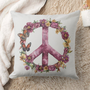 Boho-Hippie 60er 70er Friedenszeichen Kissen