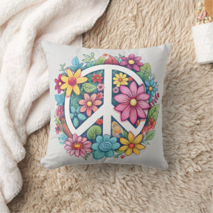 Boho-Hippie 60er 70er Friedenszeichen Kissen