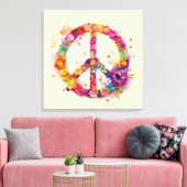 Boho-Hippie-60er-70er-Friedenszeichen-Leinwanddruc Leinwanddruck (Insitu (Wohnzimmer))