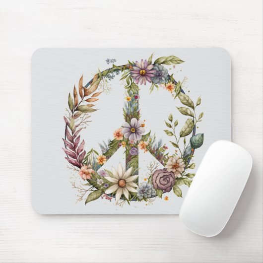 Boho-Hippie 60er 70er Friedenszeichen Mousepad (Mit Mouse)