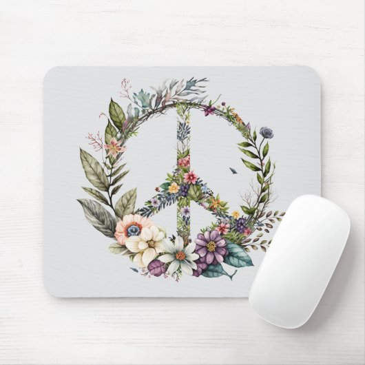 Boho-Hippie 60er 70er Friedenszeichen Mousepad (Mit Mouse)